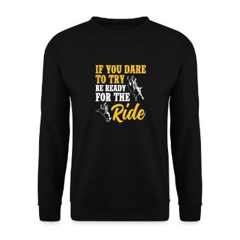 Bullenreiter Rodeo Western Cowboy Bull Riding - Unisex Pullover - Schwarz - Vorne - Alina (178cm) & Michal (187cm)