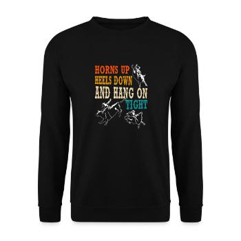 Bullenreiter Rodeo Western Cowboy Bull Riding - Unisex Pullover - Schwarz - Vorne - Alina (178cm) & Michal (187cm)
