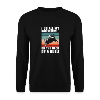 Bullenreiter Rodeo Western Cowboy Bull Riding - Unisex Pullover - Schwarz - Vorne - Alina (178cm) & Michal (187cm)