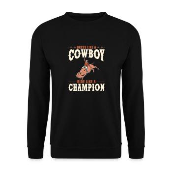 Bullenreiter Rodeo Western Cowboy Bull Riding - Unisex Pullover - Schwarz - Vorne - Alina (178cm) & Michal (187cm)