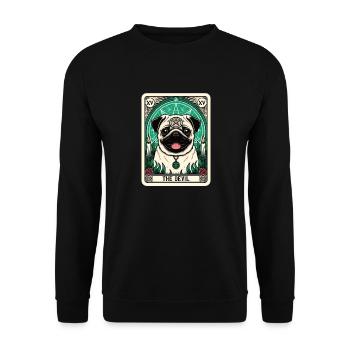 Tarot Card The Devil XV, Tarot Card Pug Dog - Unisex Sweatshirt - black - Front - Alina (178cm) & Michal (187cm)