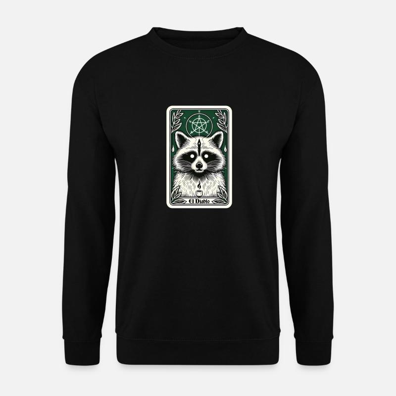 Tarotkarte Der Teufel XV, Tarot Karte Waschbär - Unisex Pullover - Schwarz