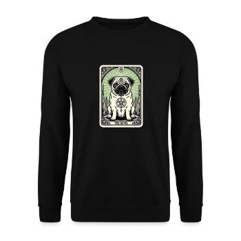Tarot Card The Devil XV, Tarot Card Pug Dog - Unisex Sweatshirt - black - Front - Alina (178cm) & Michal (187cm)