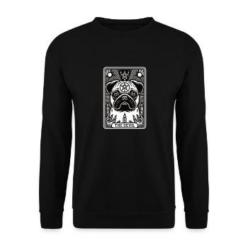 Tarot Card The Devil XV, Tarot Card Pug Dog - Unisex Sweatshirt - black - Front - Alina (178cm) & Michal (187cm)