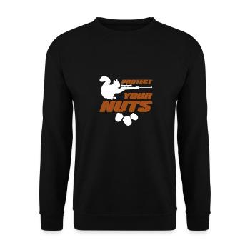 Protégez vos noix Funny Squirrel avec un pistolet Chipmunk - Sweat-shirt Unisexe - noir - Devant - Alina (178cm) & Michal (187cm)