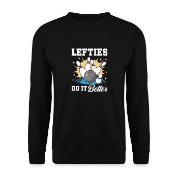 Bowling Left-handed Left-handed bowler - Unisex Sweatshirt - black - Front - Alina (178cm) & Michal (187cm)