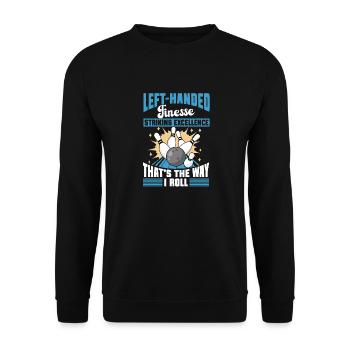 Bowling Left-handed Left-handed bowler - Unisex Sweatshirt - black - Front - Alina (178cm) & Michal (187cm)