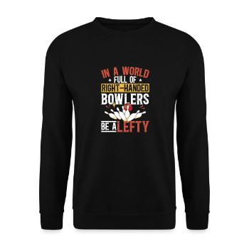 Bowling Left-handed Left-handed bowler - Unisex Sweatshirt - black - Front - Alina (178cm) & Michal (187cm)