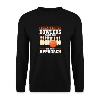 Bowling Left-handed Left-handed bowler - Unisex Sweatshirt - black - Front - Alina (178cm) & Michal (187cm)