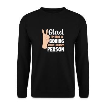Linkshänder - Unisex Pullover - Schwarz - Vorne - Alina (178cm) & Michal (187cm)