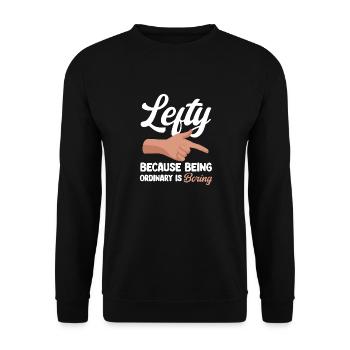 Linkshänder - Unisex Pullover - Schwarz - Vorne - Alina (178cm) & Michal (187cm)
