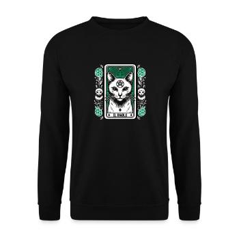Tarot Card The Devil XV, Tarot Card Cat - Unisex Sweatshirt - black - Front - Alina (178cm) & Michal (187cm)