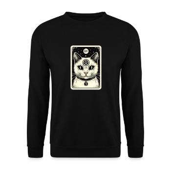 Tarot Card The Devil XV, Tarot Card Cat - Unisex Sweatshirt - black - Front - Alina (178cm) & Michal (187cm)