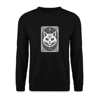 Carte de tarot Le Diable XV, Carte de tarot Chat - Sweat-shirt Unisexe - noir - Devant - Alina (178cm) & Michal (187cm)