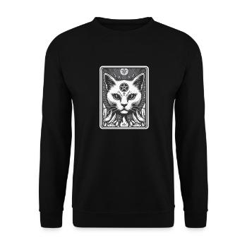 Tarot Card The Devil XV, Tarot Card Cat - Unisex Sweatshirt - black - Front - Alina (178cm) & Michal (187cm)