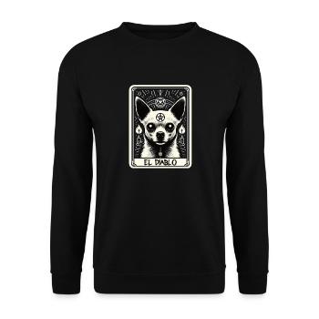 Carte de tarot Le Diable XV, Carte de tarot Chihuahua - Sweat-shirt Unisexe - noir - Devant - Alina (178cm) & Michal (187cm)