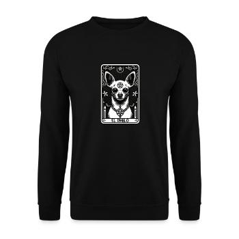 Tarot Card The Devil XV, Tarot Card Chihuahua - Unisex Sweatshirt - black - Front - Alina (178cm) & Michal (187cm)