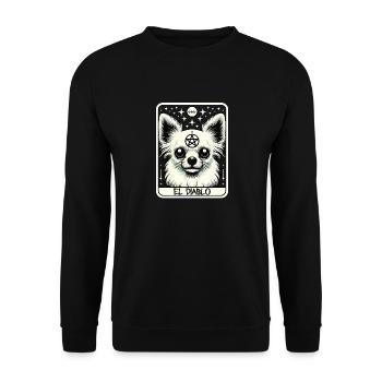 Tarot Card The Devil XV, Tarot Card Chihuahua - Unisex Sweatshirt - black - Front - Alina (178cm) & Michal (187cm)