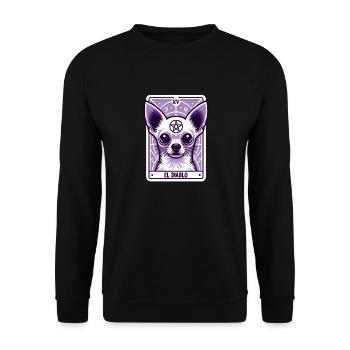 Carte de tarot Le Diable XV, Carte de tarot Chihuahua - Sweat-shirt Unisexe - noir - Devant - Alina (178cm) & Michal (187cm)