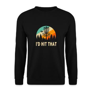 Retro Disc Golf Sport Sonnenuntergang Vintage Frisbee Golf - Unisex Pullover - Schwarz - Vorne - Alina (178cm) & Michal (187cm)