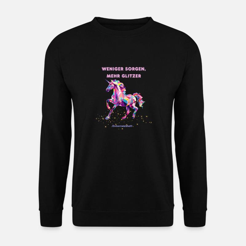 Moins de soucis, plus de paillettes -sagesse de licorne- - Sweat-shirt Unisexe - noir