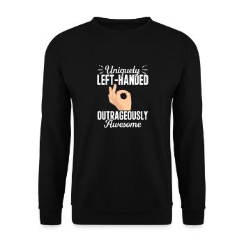 Linkshänder - Unisex Pullover - Schwarz - Vorne - Alina (178cm) & Michal (187cm)