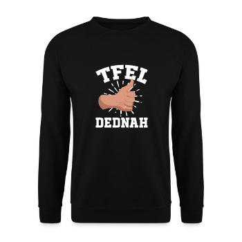 Linkshänder - Unisex Pullover - Schwarz - Vorne - Alina (178cm) & Michal (187cm)