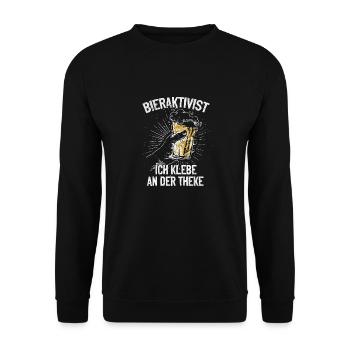 Bieraktivist ich klebe an der Theke – Partyspaß - Unisex Pullover - Schwarz - Vorne - Alina (178cm) & Michal (187cm)