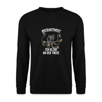 Bieraktivist ich klebe an der Theke – Partyspaß - Unisex Pullover - Schwarz - Vorne - Alina (178cm) & Michal (187cm)