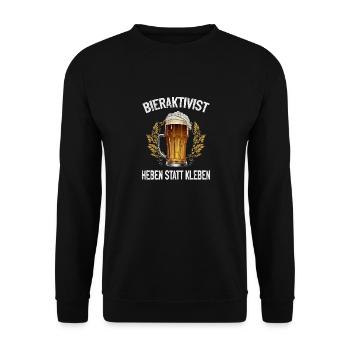 Bieraktivist Heben statt Kleben – Partyspaß - Unisex Pullover - Schwarz - Vorne - Alina (178cm) & Michal (187cm)