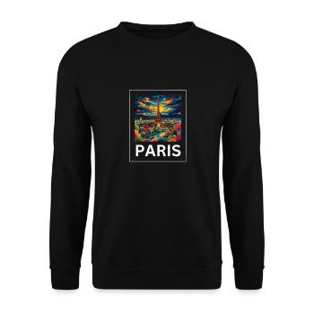 Paris Tour Eiffel France - Sweat-shirt Unisexe - noir - Devant - Alina (178cm) & Michal (187cm)