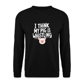 I think my Pig is Whistling German Denglisch Spri - Unisex Sweatshirt - black - Front - Alina (178cm) & Michal (187cm)