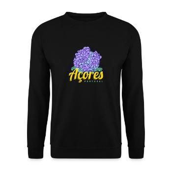 Azores Hydrangea Blossom Portugal Vintage Souvenir - Unisex Sweatshirt - black - Front - Alina (178cm) & Michal (187cm)
