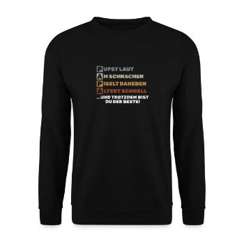 PAPA – farts loudly, snoring, next to it - Unisex Sweatshirt - black - Front - Alina (178cm) & Michal (187cm)