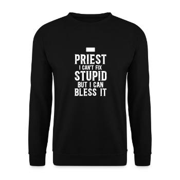 Priest Catholic Christian priest - Unisex Sweatshirt - black - Front - Alina (178cm) & Michal (187cm)