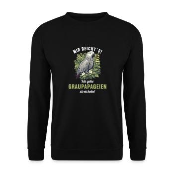 Graupapageien Graupapagei - Unisex Pullover - Schwarz - Vorne - Alina (178cm) & Michal (187cm)