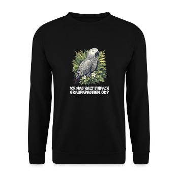 Graupapageien Graupapagei - Unisex Pullover - Schwarz - Vorne - Alina (178cm) & Michal (187cm)