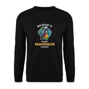 Graupapageien Graupapagei - Unisex Pullover - Schwarz - Vorne - Alina (178cm) & Michal (187cm)