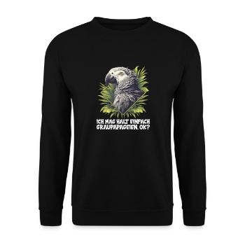 Graupapageien Graupapagei - Unisex Pullover - Schwarz - Vorne - Alina (178cm) & Michal (187cm)