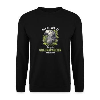 Graupapageien Graupapagei - Unisex Pullover - Schwarz - Vorne - Alina (178cm) & Michal (187cm)
