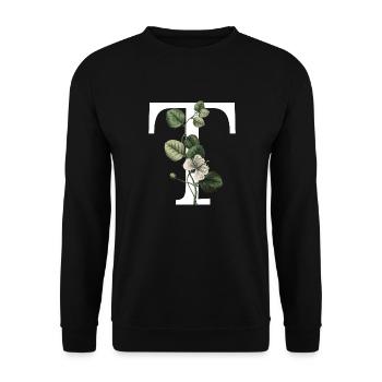 lettre T botanique vert - Sweat-shirt Unisexe - noir - Devant - Alina (178cm) & Michal (187cm)