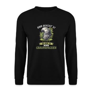 Graupapageien Graupapagei - Unisex Pullover - Schwarz - Vorne - Alina (178cm) & Michal (187cm)