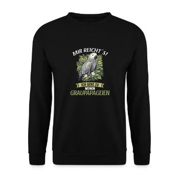 Graupapageien Graupapagei - Unisex Pullover - Schwarz - Vorne - Alina (178cm) & Michal (187cm)