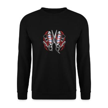 Chemise de coiffeur L’élégance à chaque coupe - Sweat-shirt Unisexe - noir - Devant - Alina (178cm) & Michal (187cm)