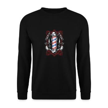 Chemise de coiffeur L’élégance à chaque coupe - Sweat-shirt Unisexe - noir - Devant - Alina (178cm) & Michal (187cm)
