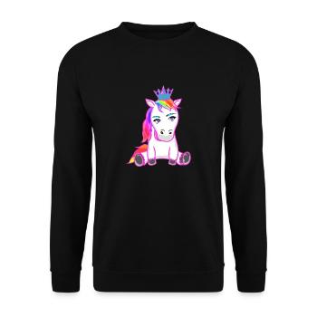 Einhorn Einhörner Fabelwesen Fabeltiere Kind - Unisex Pullover - Schwarz - Vorne - Alina (178cm) & Michal (187cm)
