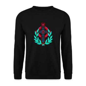 Kreuz Kreuze Kruzifix - Unisex Pullover - Schwarz - Vorne - Alina (178cm) & Michal (187cm)