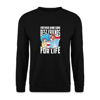 Vater und Sohn beste Freunde fürs Leben - Unisex Pullover - Schwarz - Vorne - Alina (178cm) & Michal (187cm)