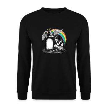 Mourning Dad Daughter Grave Angel - Unisex Sweatshirt - black - Front - Alina (178cm) & Michal (187cm)