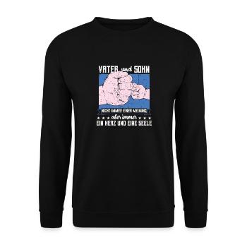 Vater & Sohn Spruch, Bester Papa, Vatertag - Unisex Pullover - Schwarz - Vorne - Alina (178cm) & Michal (187cm)